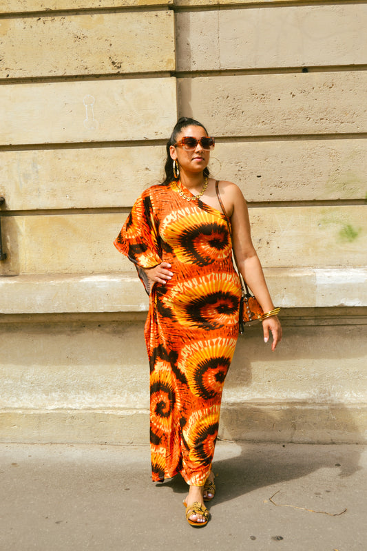 Robe asymétrique Winky Orange et jaune